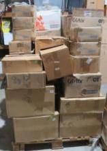 pallet of mixed glassware 40+ boxes new cups, saucers, glasses, shot glasses
