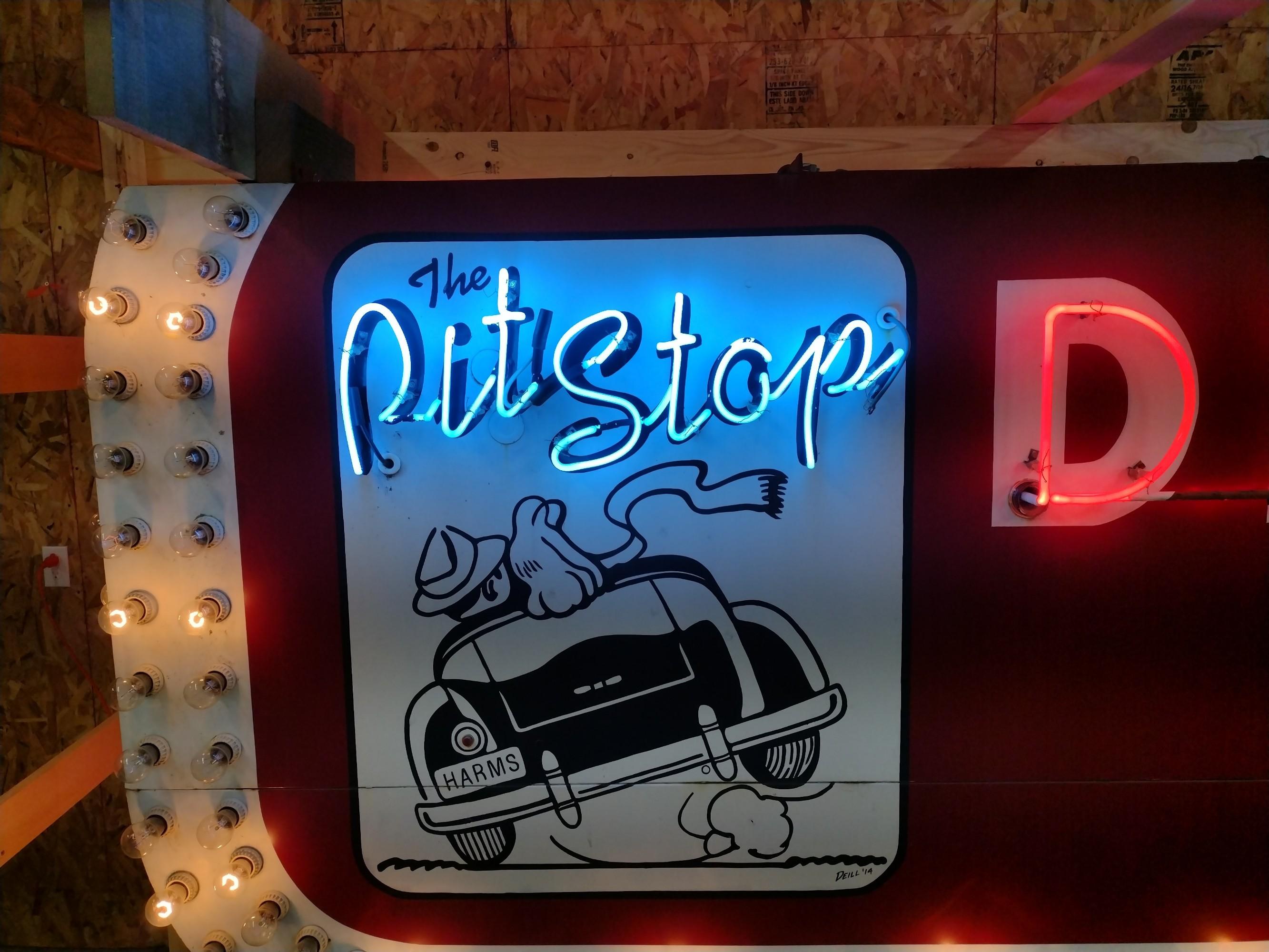 Vintage Neon and Flashing Bulb Drive-In Sign