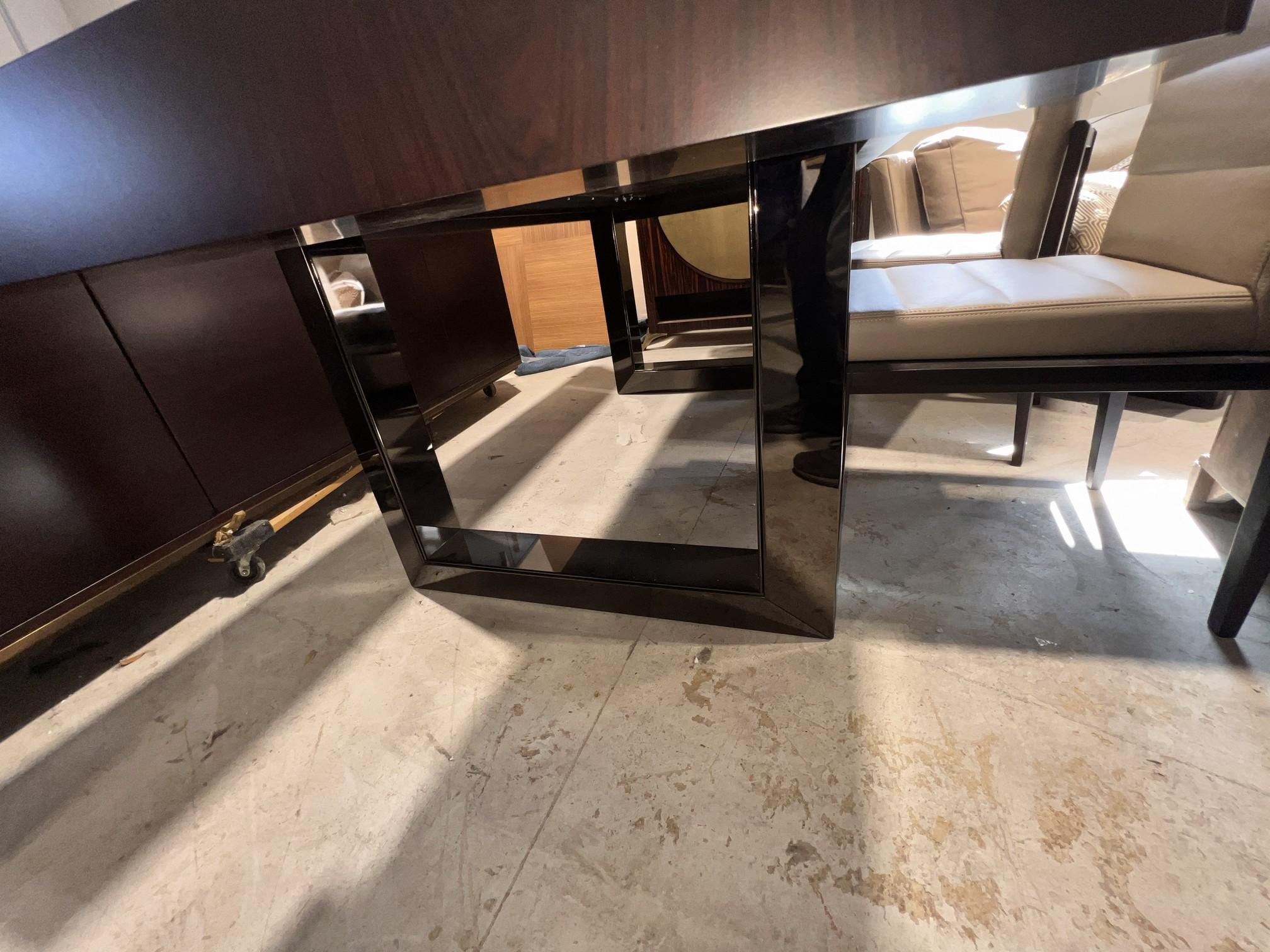 Dining Table Made with Dark Palisander Wood with Chrome Base