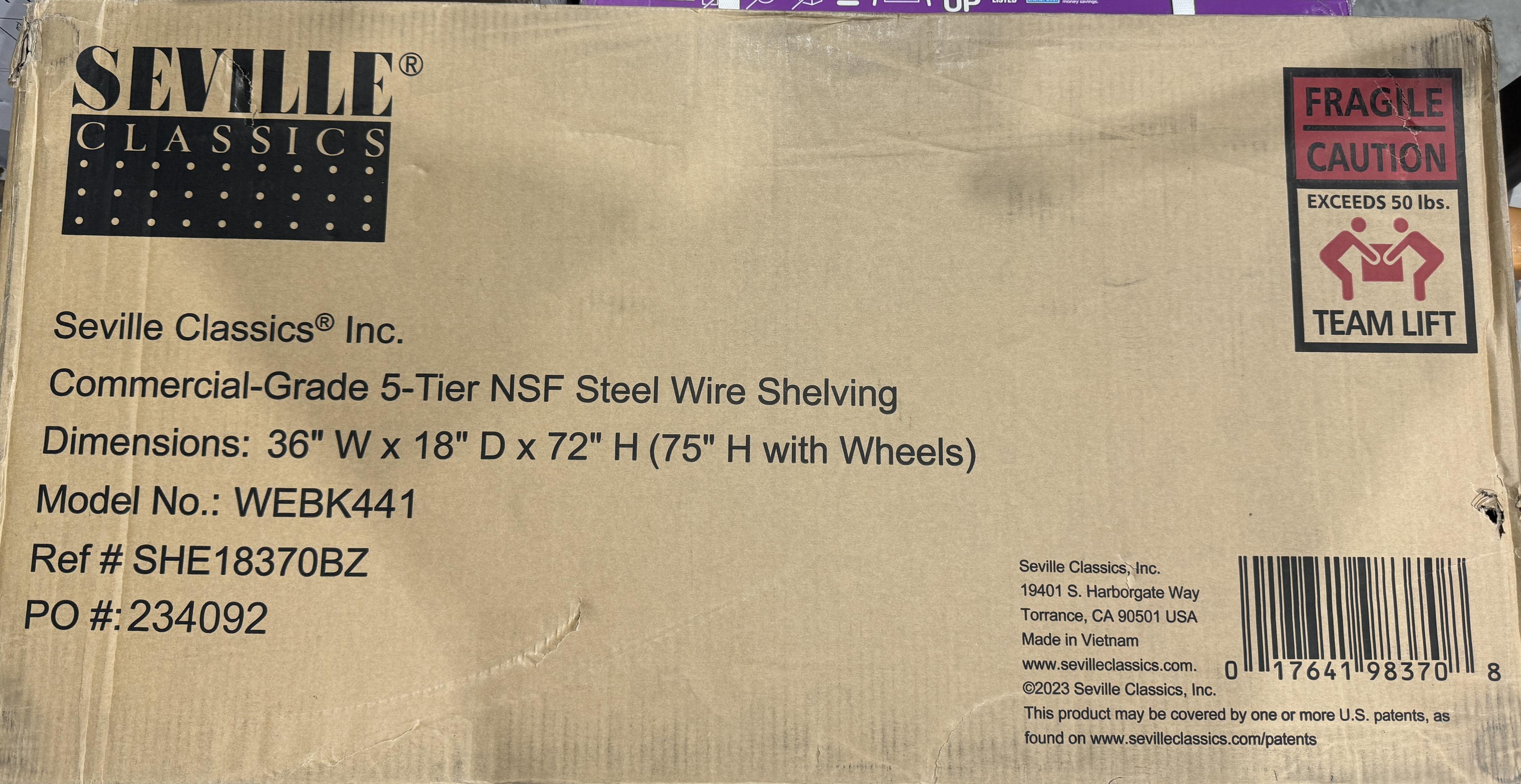 Seville Classics UltraDurable 5-Tier NSF Steel Wire Shelving