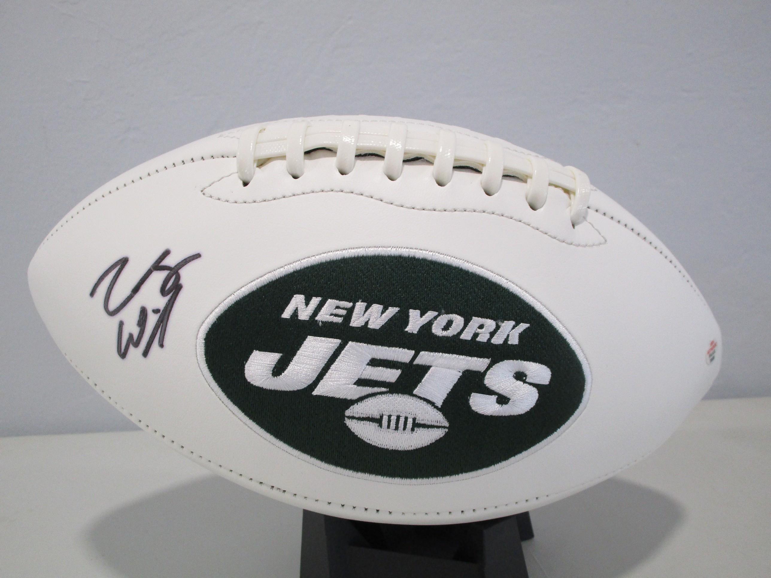 Zach Wilson of the NY Jets signed autographed full size logo football PAAS COA 580