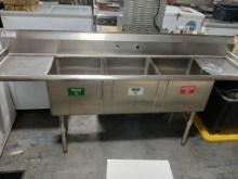 ADVANCED TABCO 8' Stainless Steel 3 Compartment Sink / Restaurant Three Compartment Sink - The specs