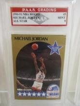 Michael Jordan Chicago Bulls 1990-91 NBA Hoops All Star #5 graded PAAS Mint 9