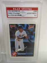 Mike Piazza LA Dodgers 1993 Donruss Rated ROOKIE #209 graded PAAS Gem Mint 9.5
