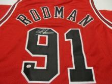 Dennis Rodman of the Chicago Bulls signed autographed basketball jersey PAAS COA 364