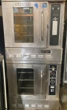 BLODGET Double Stack Half Size Convection Oven - Top Deck is Digital Push Button - Bottom is Manual