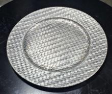Silver Basketweave Lac. Charger Plate