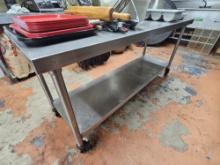 6' S/S Table with Undershelf on Casters