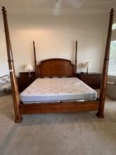 King Size 4 Poster Bed, Mattress and Frame
