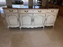 Triple Buffet Server with (4) Doors and (4) Drawers, Has Felt Lining for A Silver/Silverwear Drawer