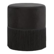 Lumisource Fringe Contemporary Ottoman With Black Velvet Finish OT-FRINGE VBK