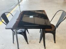 30â€� x 30â€� aluminum two top tables with Two Chairs