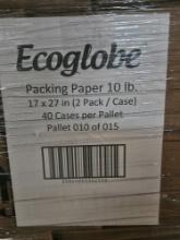 Lot Sold by the Case - Pallet of (40) Cases of 10Lbs 17" x 27" Ecoglobe Packing Paper - (2) Packs pe
