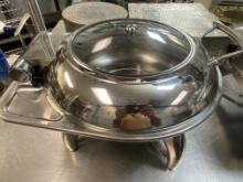 Round  hinged top with glass viewing top decorative chafing dish