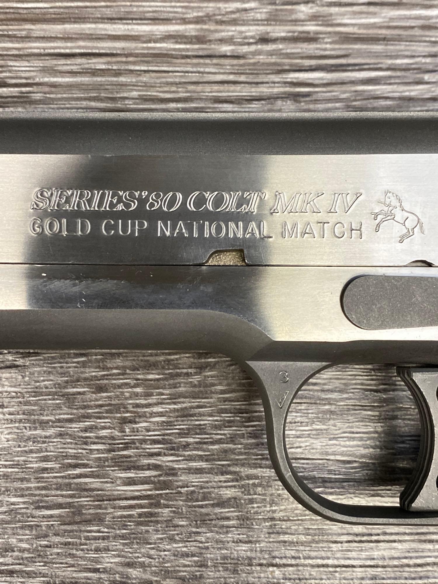 BOXED STAINLESS STEEL COLT GOLD CUP NATIONAL MATCH .45 SEMI-AUTO PISTOL