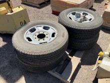 (4) 8 LUG TRUCK WHEELS AND TIRES