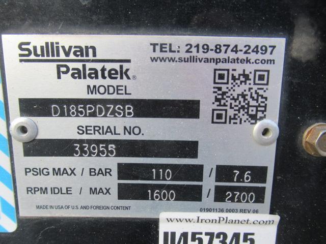 SULLIVAN PALATEK D185PDZSB TOWABLE DIESEL AIR COMPRESSOR
