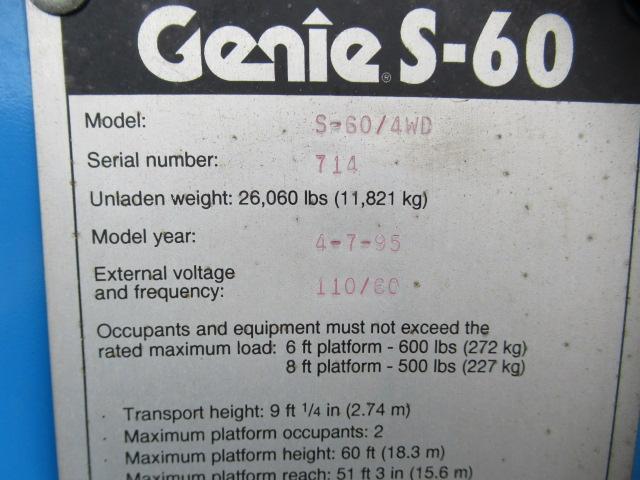 1995 GENIE S-60 BOOM LIFT