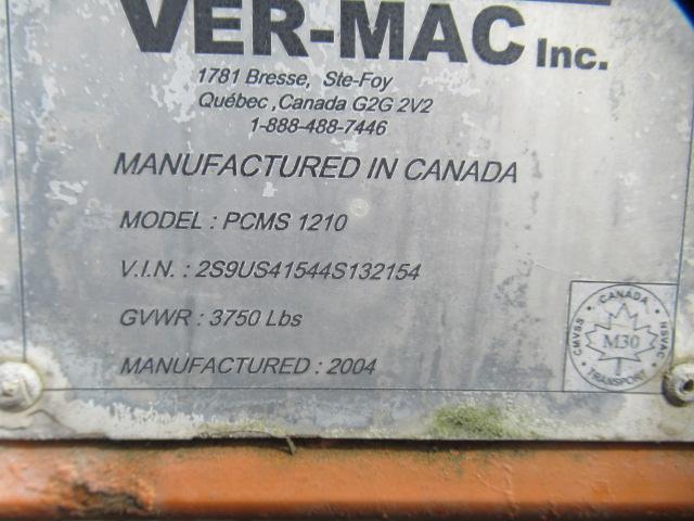2004 VERMAC PCMS1210 12' SINGLE AXLE DIGITAL SIGN TRAILER