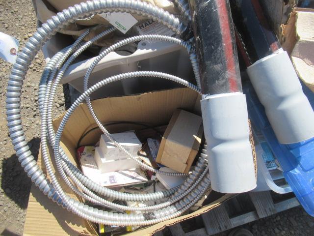 ASSORTED ELECTRICAL HARDWARE, INCLUDING CONDUIT, STEP LIGHTING & FITTINGS