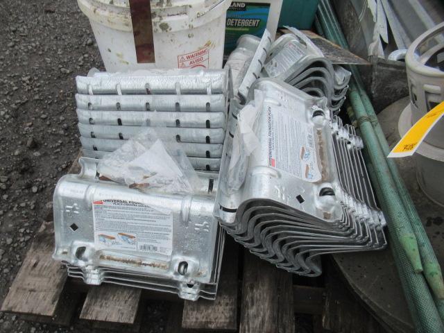 APPROX (35) CEMENT FOUNDATION PLATES, & ASSORTED CONCRETE/CEMENT HAND TOOLS
