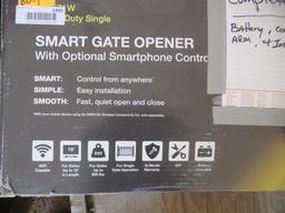 MIGHTY MULE SMART GATE OPENER W/ BATTERY, CONTROLS, ARM, & INSTRUCTIONS