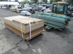 ASSORTED WOOD SHELVING BOARDS, & PALLET RACKING - APPROX (12) 10' X 4' UPRIGHTS, (20) 8' CROSS ARMS,