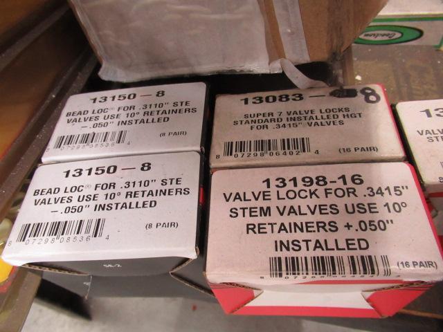 CONTENTS OF SHELF - ASSORTED CYLINDER HEAD VALVES