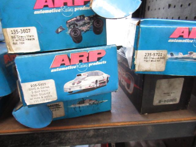 CONTENTS OF SHELF - ASSORTED ARP HARDWARE, VALVE SPRING SETS & RETAINERS