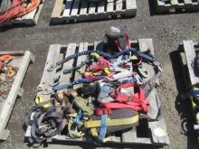 (5) ASSORTED SAFETY HARNESSES & (5) FALL PROTECTION LIFELINES