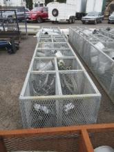 20' X 33'' 16-COMPARTMENT STEEL BIN W/ ASSORTED GALVANIZED DUCT FITTINGS, STEEL BRACKETS, COUPLERS,