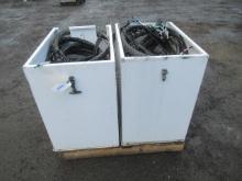 ASSORTED TIMES MICROWAVE SYSTEMS LMR-400 CABLES & (2) STEEL BINS