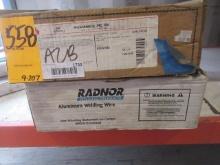 BOX OF LINCOLN METALSHIELD MC-706 CORED WIRE, RADNOR ALUMINUM WELDING WIRE, & (8) BUNDLES OF