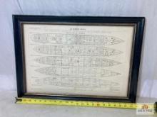 White Star Lines Titanic blueprint framed