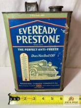 1920's "Eveready Prestone Anti-Freeze" 1 Gallon Tin Can