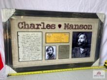 Charles Manson Handwritten Music/Letter/Guitar Pic Photo Frame