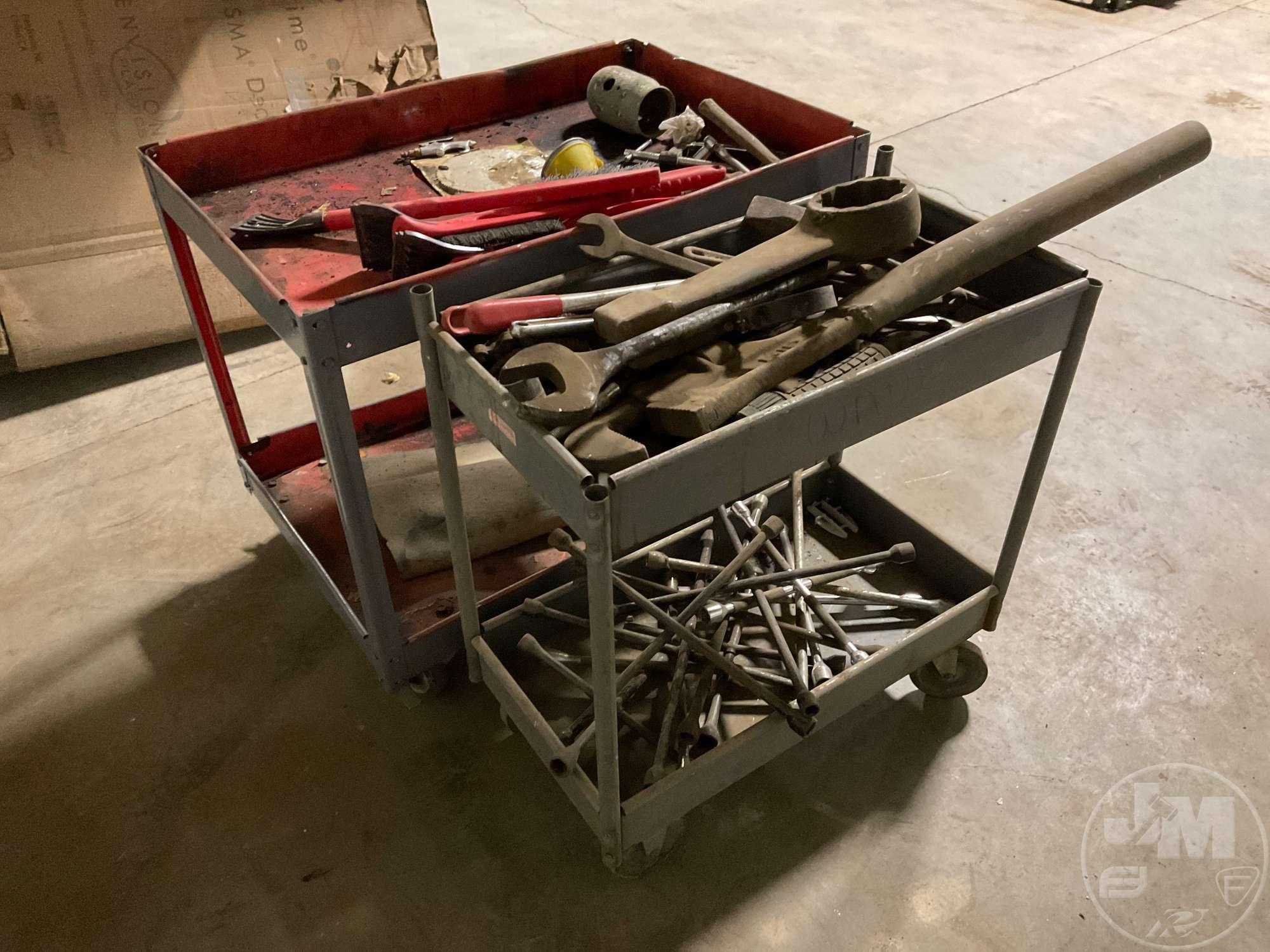2 ROLLING TOOL CARTS, WITH CONTENTS, WRENCHES, 4 WAY WRENCHES