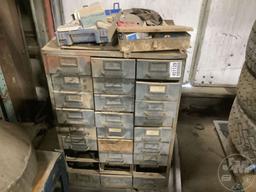 METAL CABINET WITH DRAWERS, WITH CONTENTS