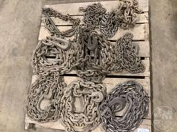 A PALLET OF, HEAVY DUTY LOG CHAINS