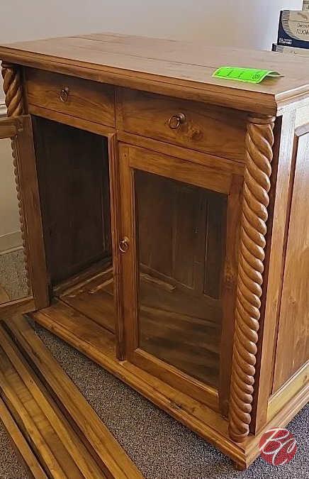 Indonesia Mahogany Hand Carved Wine Cabinet