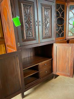 NEW Indonesia Hand Carved Mahogany 4-Door Armoire