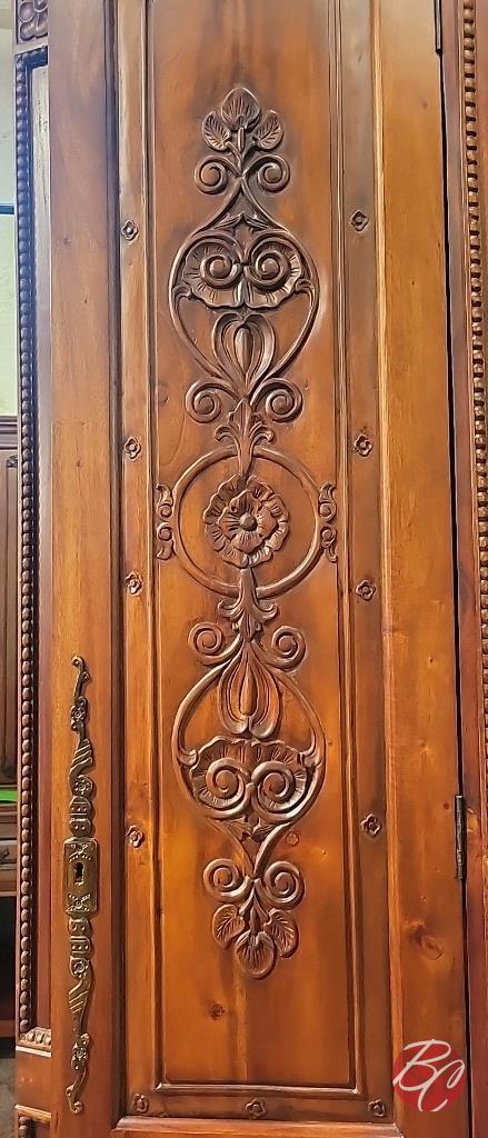 NEW Indonesia Hand Carved Mahogany Cabinet