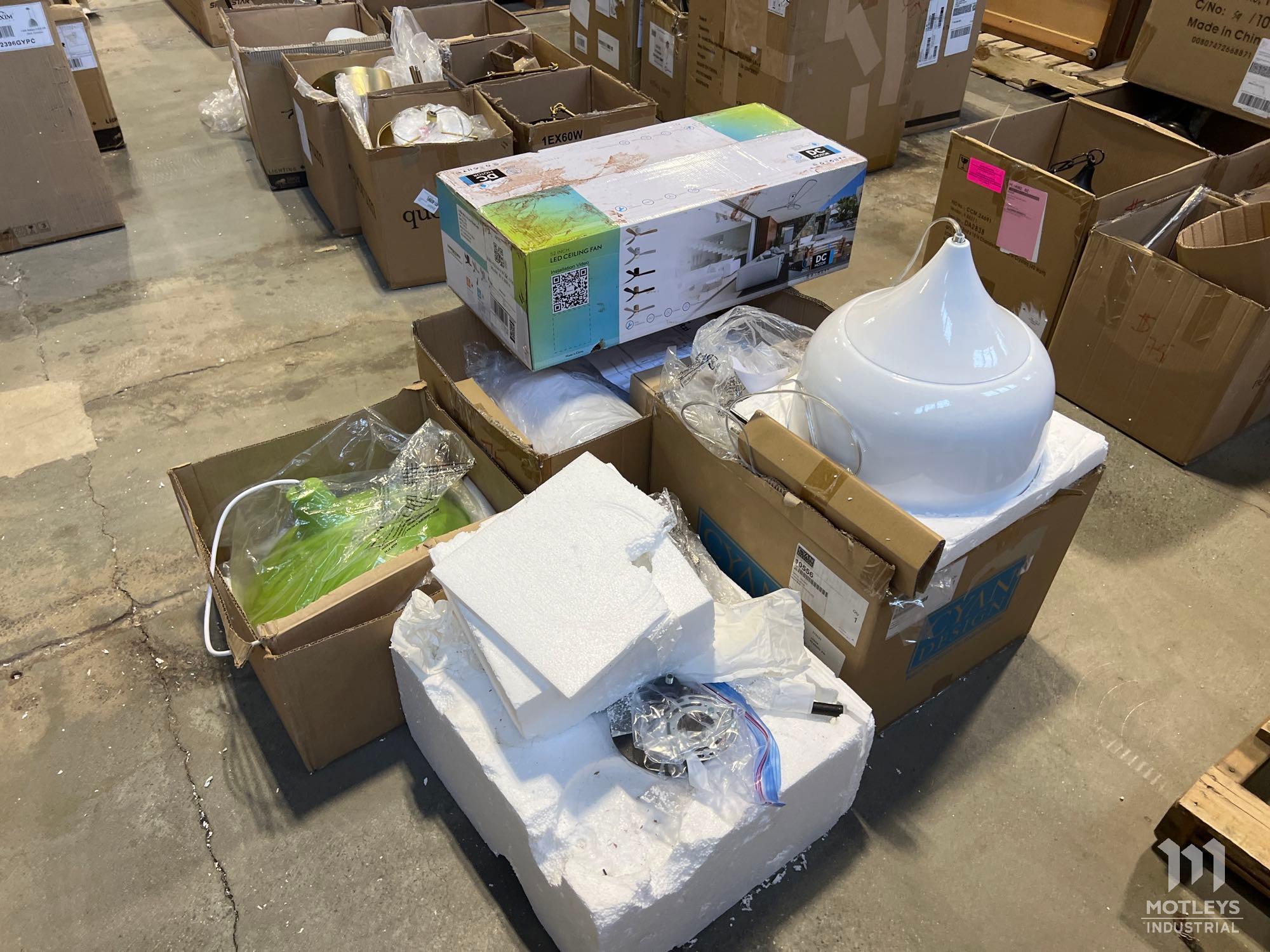 Lot of Assorted Light Fixtures and Ceiling Fan