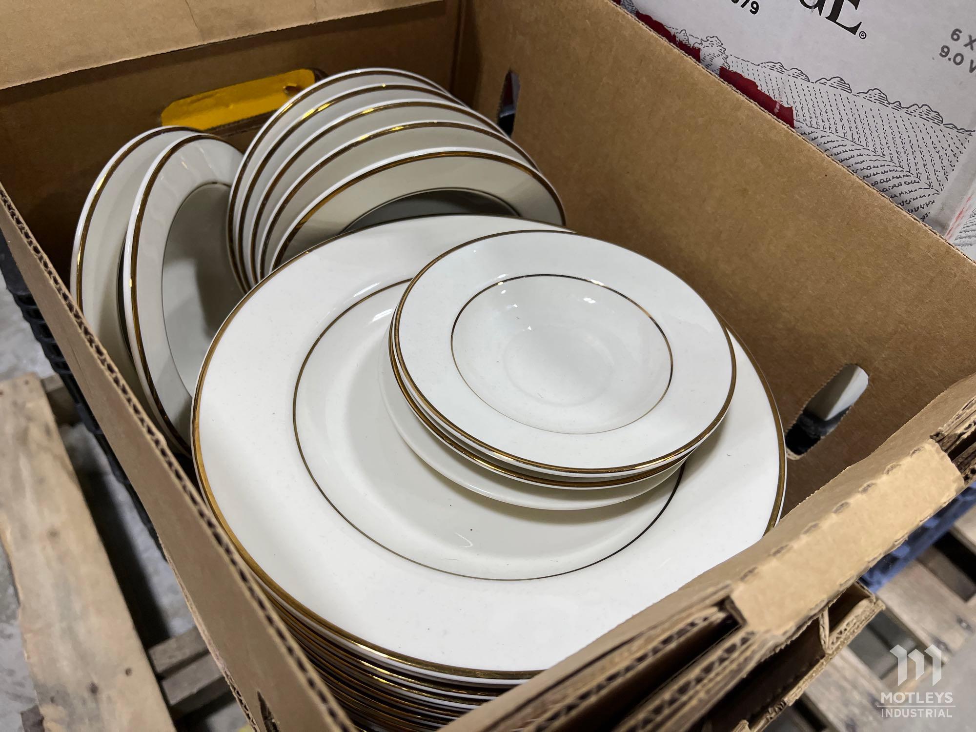 16 Boxes and Crates: China Plates, Saucers, Cups