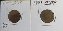 2900 & 1902 Indian Head Penny