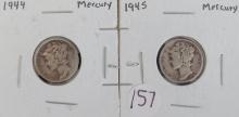 1944 & 1945- Mercury Dimes