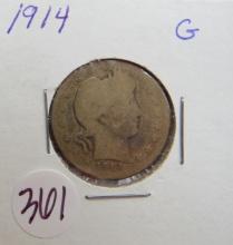 1914- Barber Quarter