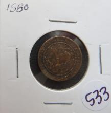 1880- 1 Cent Netherlands Coin