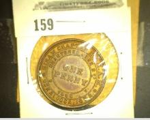 1855 Hiram Chapter No.6 R.A.M. Oskaloosa, Iowa Masonic Large Penny.