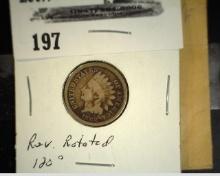1862 Indian Head Cent, Rotated Reverse 120%.